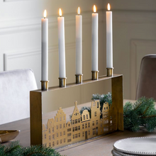 Load image into Gallery viewer, Antique Gold Casa Christmas House Candleholder

