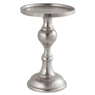 Silver Cast Aluminium Squat Pillar Candleholder
