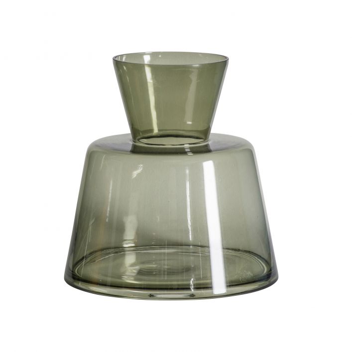 Mikkeli Green Glass Striking Squat Vase