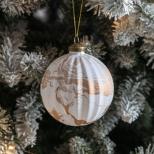 Load image into Gallery viewer, Bronze Marbled Christmas Rippled Bauble 10cm
