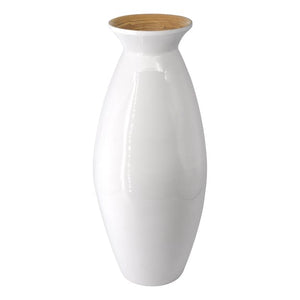 White Handmade Bamboo Vase 43cm