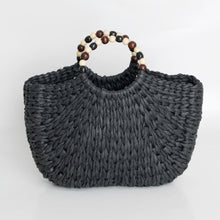 Load image into Gallery viewer, Hand Woven Bag with Beaded Handle - Black
