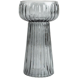 Ribbed Grey Glass Hyacinth Vase by Grand Illusions