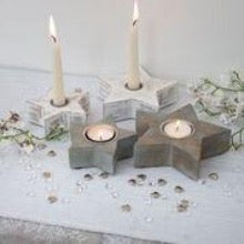 Load image into Gallery viewer, Grey Star Candle Tea-Light Holders - Set of 2
