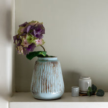 Load image into Gallery viewer, Sky Blue Ribbed Vase by Grand Illusions

