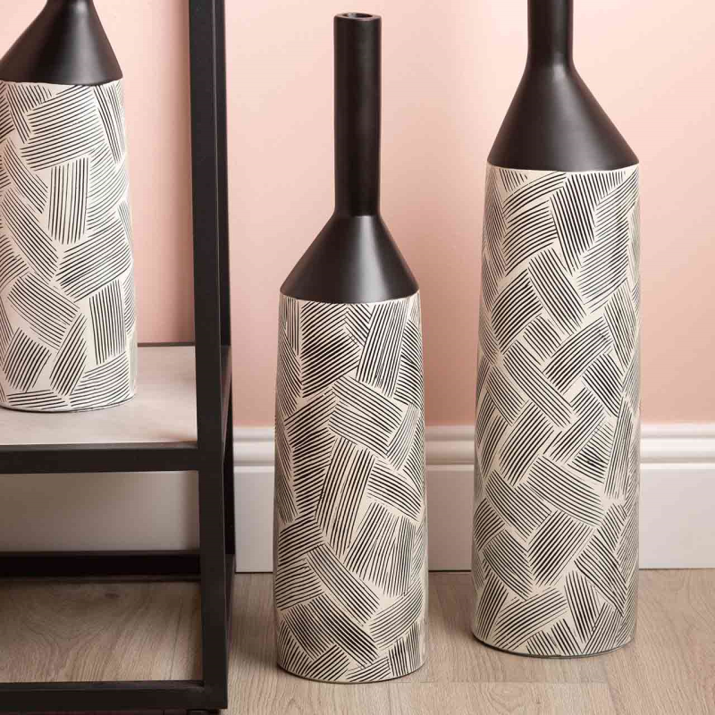 Pearl White and Black offset Vase - 60cm