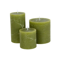 Load image into Gallery viewer, Grand Illusions Rustic Pillar Candle in Fern Green 100 x 100
