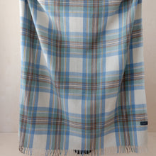 Load image into Gallery viewer, Stewart Blue Tartan Recycled Wool Blanket 145x190
