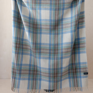 Stewart Blue Tartan Recycled Wool Blanket 145x190