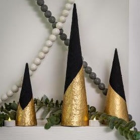 Black and Gold Paper Christmas Tree Decoration
