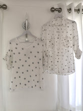 Load image into Gallery viewer, White Cotton Shirt with Grey Stars
