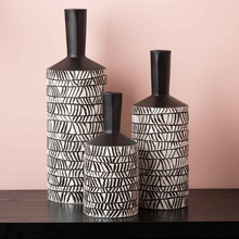 Load image into Gallery viewer, Black and White Textured Tribal Vase - 49cm
