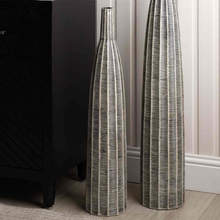 Load image into Gallery viewer, Tall Black and White Lines Vase - 76cm
