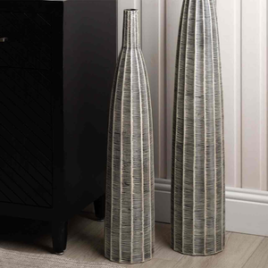 Tall Black and White Lines Vase - 76cm