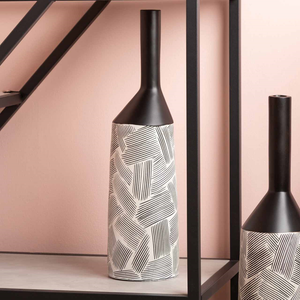 Pearl White and Black offset Vase - 50cm