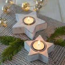 Grey Star Candle Tea-Light Holders - Set of 2