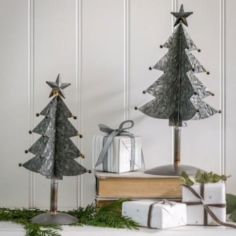 Galvanised Embossed Christmas Tree Silver