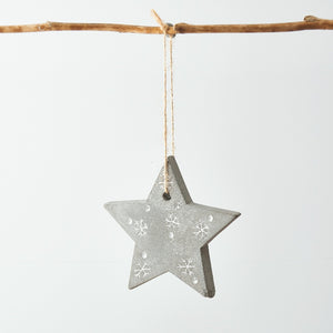 Hanging Concrete Star Decoration Bauble 10cm