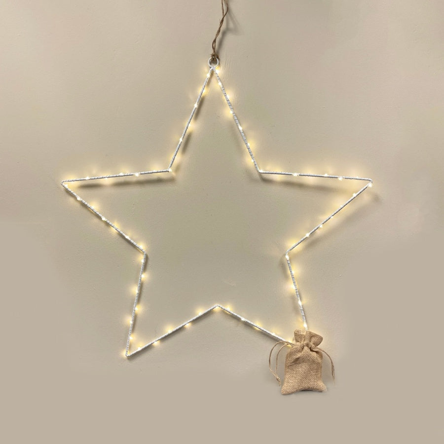 White LED Hanging Star XL 73cm - Battery Operated