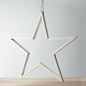 White Wooden Star Decoration -50cm