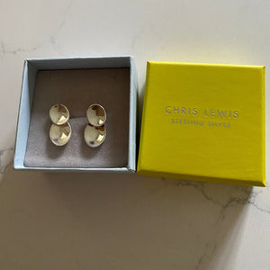 Chris Lewis Sterling Silver Double Disc Stud Earrings