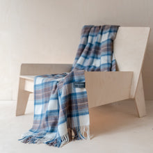 Load image into Gallery viewer, Stewart Blue Tartan Recycled Wool Blanket - Knee
