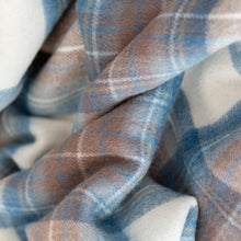 Load image into Gallery viewer, Stewart Blue Tartan Recycled Wool Blanket - Knee
