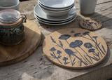 Load image into Gallery viewer, Black Wildflowers Cork Placemats by Loveliga
