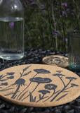 Load image into Gallery viewer, Black Wildflowers Cork Placemats by Loveliga
