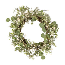 Load image into Gallery viewer, White Berry Christmas Wreath with mixed leaves - Green/White 51cm
