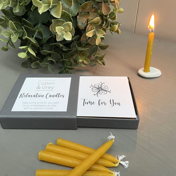 Cotton and Grey Relaxation Handmade Beeswax Candles