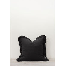 Load image into Gallery viewer, Oli Linen Ruffle Cushion - Black
