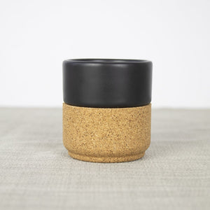 Unique Cork & Ceramic Espresso Mug - Matt Black