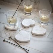 Load image into Gallery viewer, White Marble Heart Coasters - Set of 4
