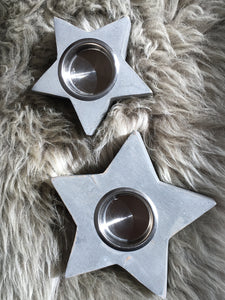 Grey Star Candle Tea-Light Holders - Set of 2