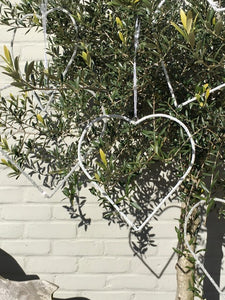 Beaded Hanging Heart Decoration - 30cm - Grey