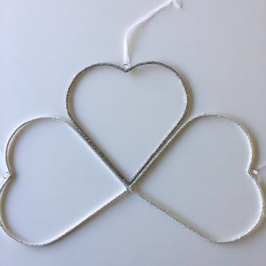 Beaded Hanging Heart Decoration - 30cm - White