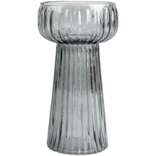 Load image into Gallery viewer, Ribbed Grey Glass Hyacinth Vase by Grand Illusions
