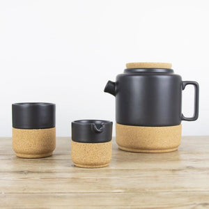 Unique Cork & Ceramic Espresso Mug - Matt Black