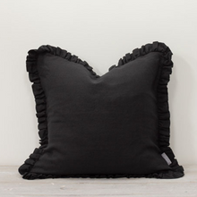 Load image into Gallery viewer, Oli Linen Ruffle Cushion - Black
