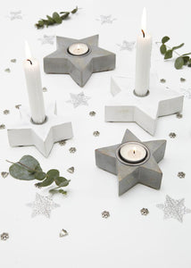 Grey Star Candle Tea-Light Holders - Set of 2