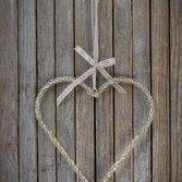 Beaded Hanging Heart Decoration - 30cm - White