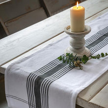 Load image into Gallery viewer, Ticking Table Runner - White &amp; Charcoal by Retreat Home
