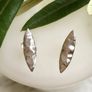 Chris Lewis Sterling Silver Olive Leaf Stud Earrings