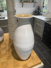 Load image into Gallery viewer, White Handmade Bamboo Vase 43cm
