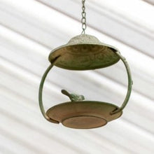 Load image into Gallery viewer, Hanging Metal Birdfeeder Antique Green
