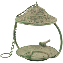 Load image into Gallery viewer, Hanging Metal Birdfeeder Antique Green
