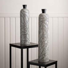 Load image into Gallery viewer, Pearl White and Black Tall Leaf Vase - 60cm
