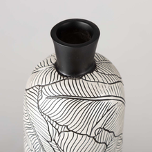 Load image into Gallery viewer, Pearl White and Black Tall Leaf Vase - 60cm
